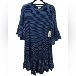 LuLaRoe Blue Striped High Low Dress